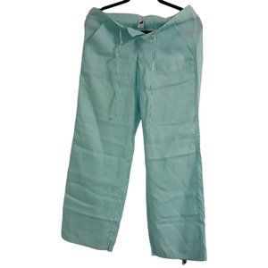 GAP WOMENS 100% LINEN BLUE PANTS CASUAL WIDE LEG SIZE 2